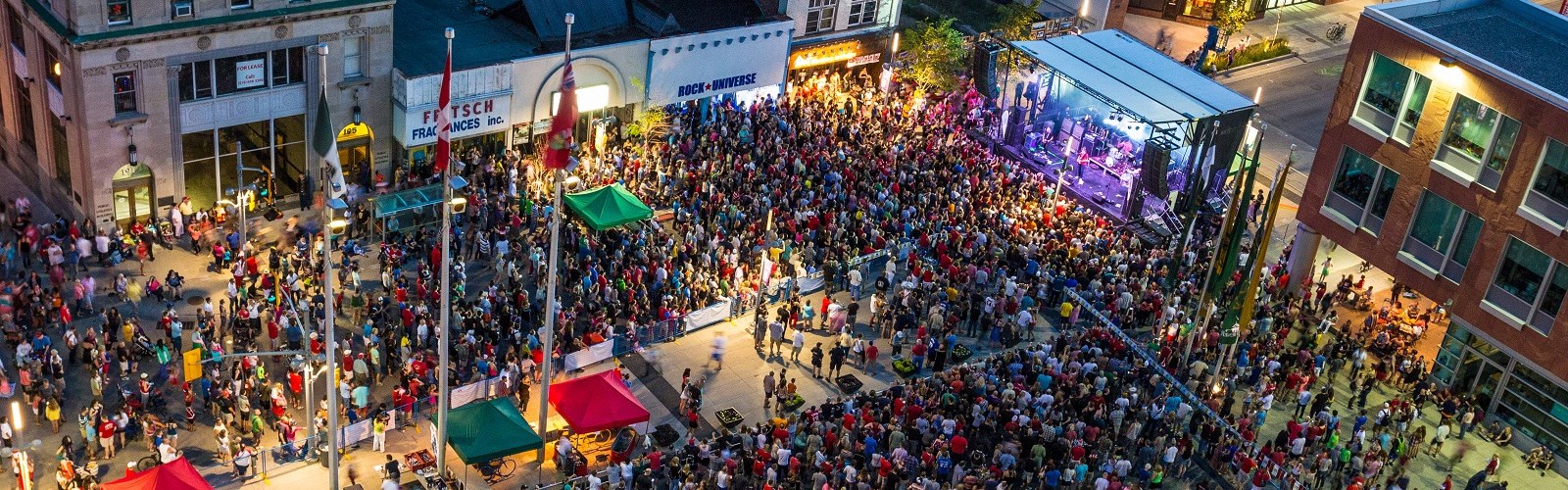 Crowd of people at night.