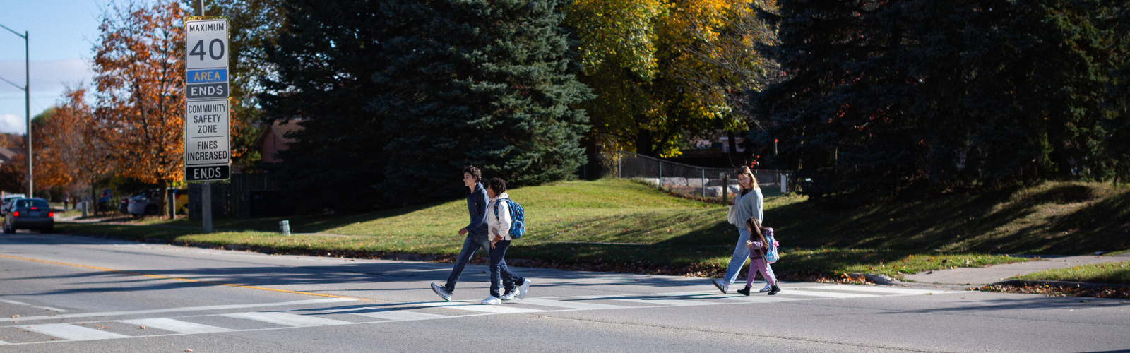 People walking in a community safety zone